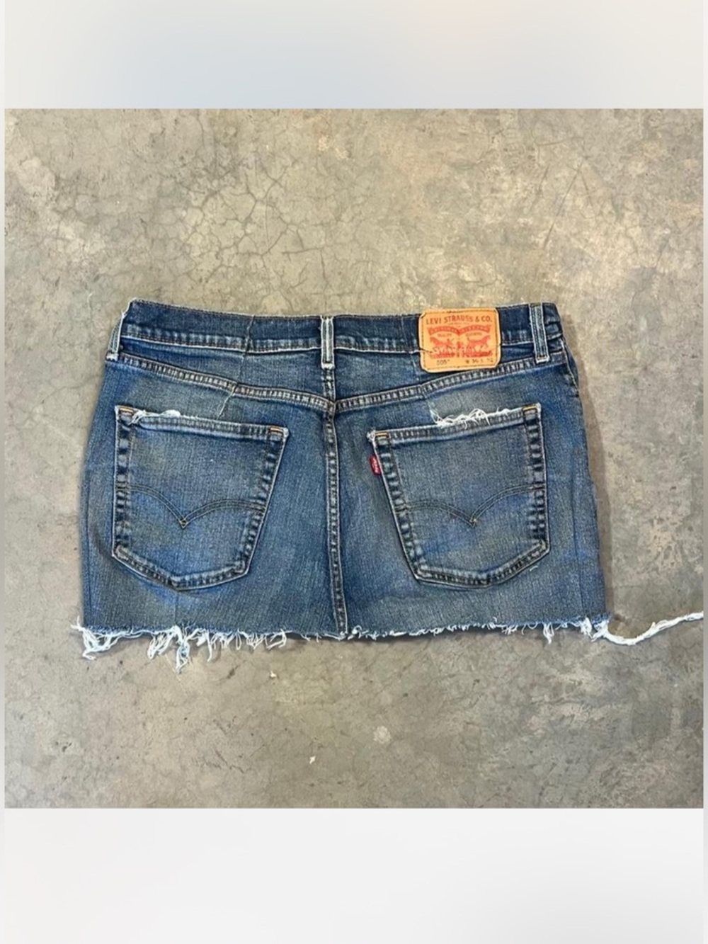 Levi's Dark Blue Denim Mini Skirt with Frayed Hem